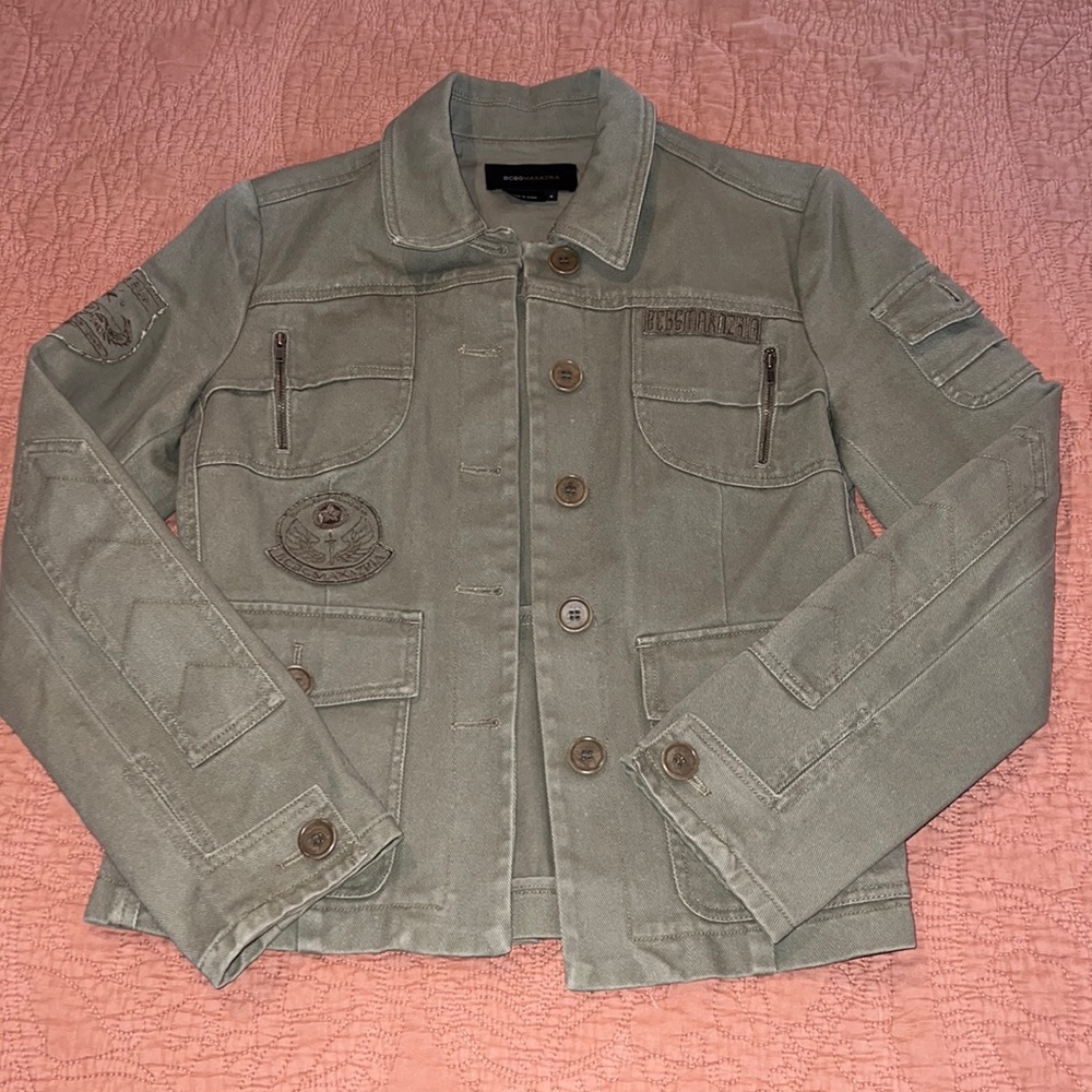 BCBG maxazria Olive Green Military Jacket Womens Small